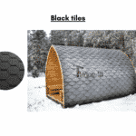 Black tiles for outdoor sauna