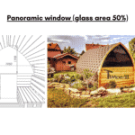 Panoramic window glass area 50 for outdoor sauna