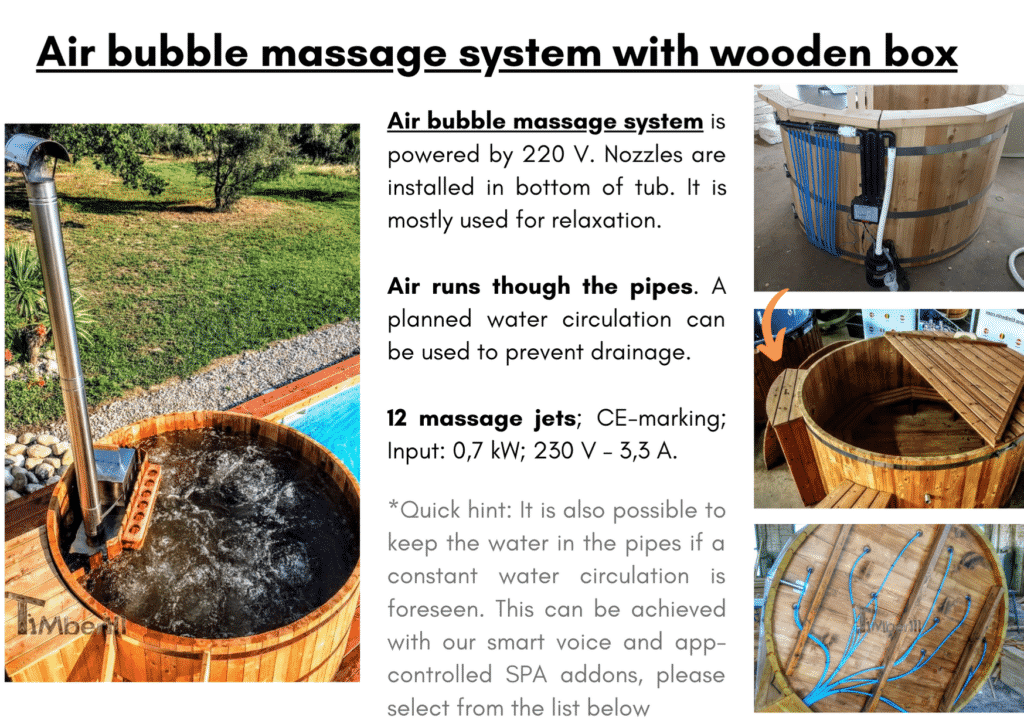 Wooden hot tub cheap model Air bubble massage system with wooden box 3 1