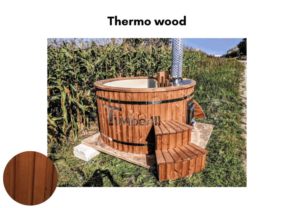 Outdoor garden hot tub jacuzzi with polypropylene liner Thermo wood 4
