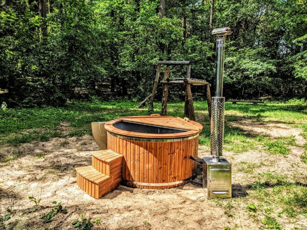 External wood hot tub stove