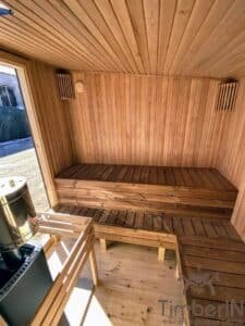 Outdoor modern sauna with a glass front 1