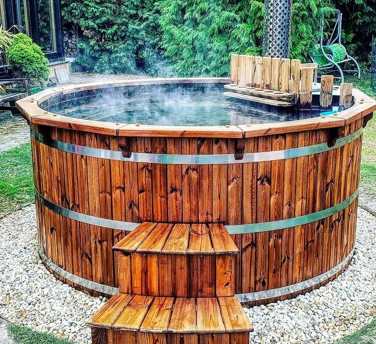 wooden hot tub wood fired